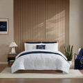 Lacoste Logo Stripe Percale Cotton 3 Piece Comforter Set