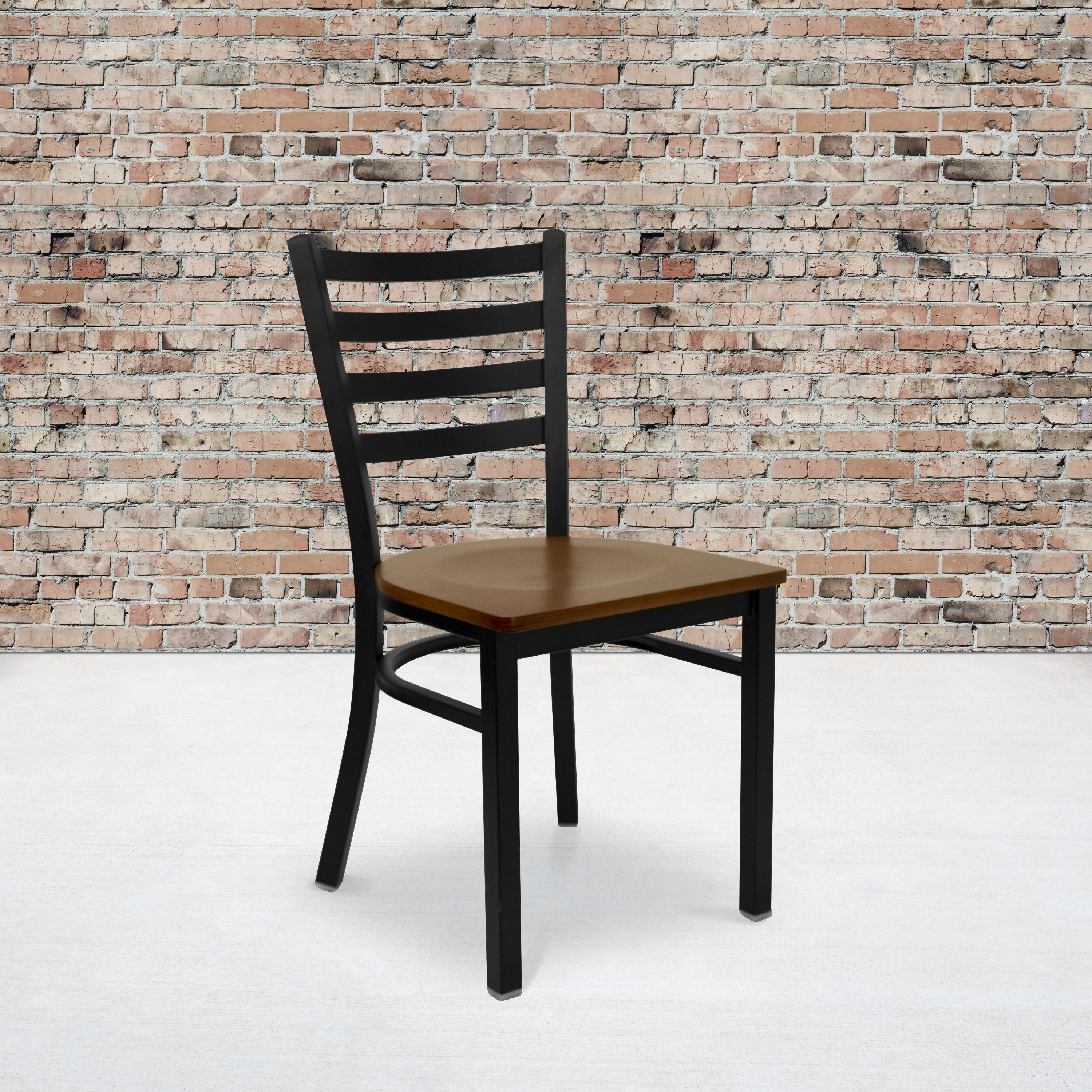 Black Ladder Back Metal Restaurant Chair 16.5 W X 17 D X 32.25 H