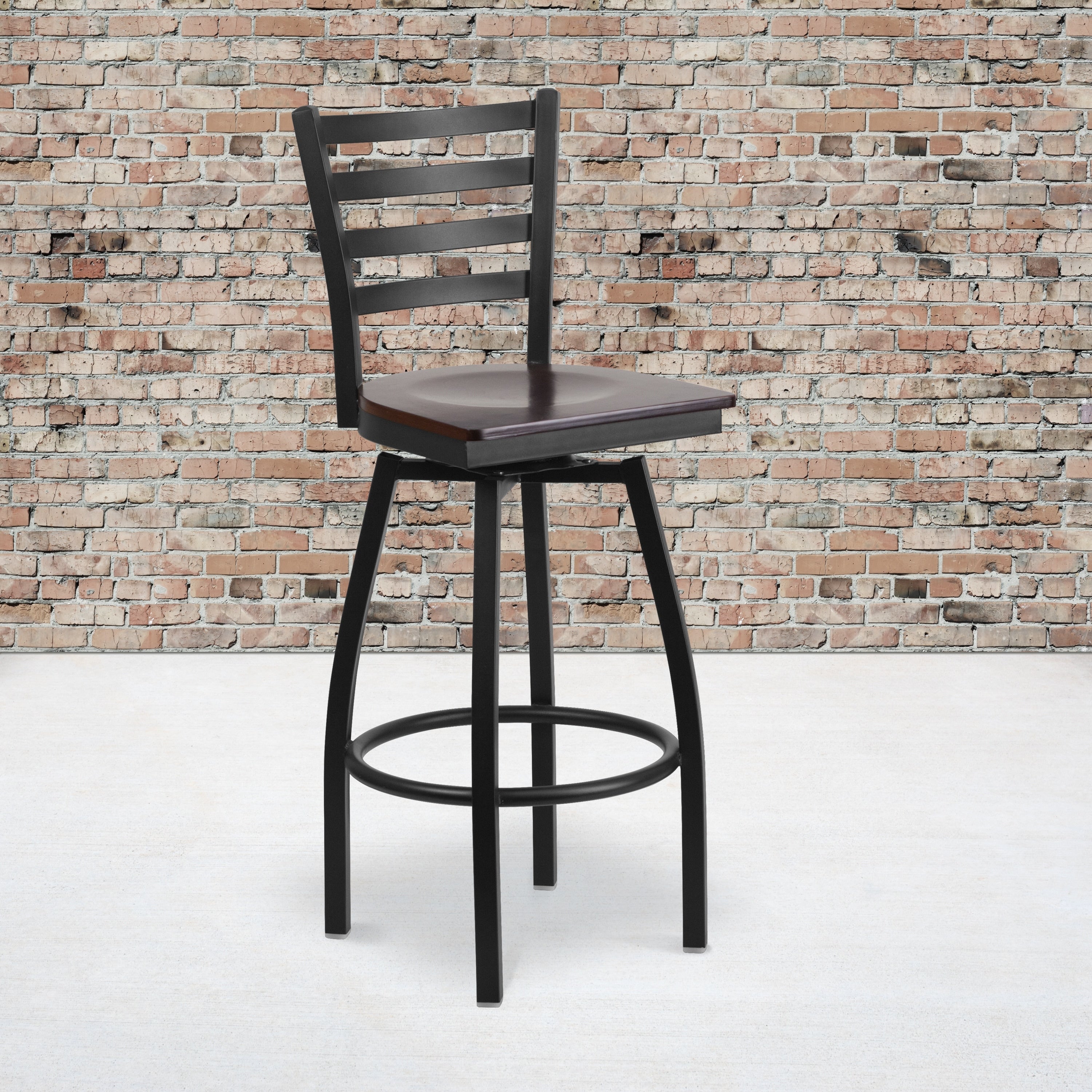 Lancaster Home Metal And Wood Ladder Back Swivel Modern Stool