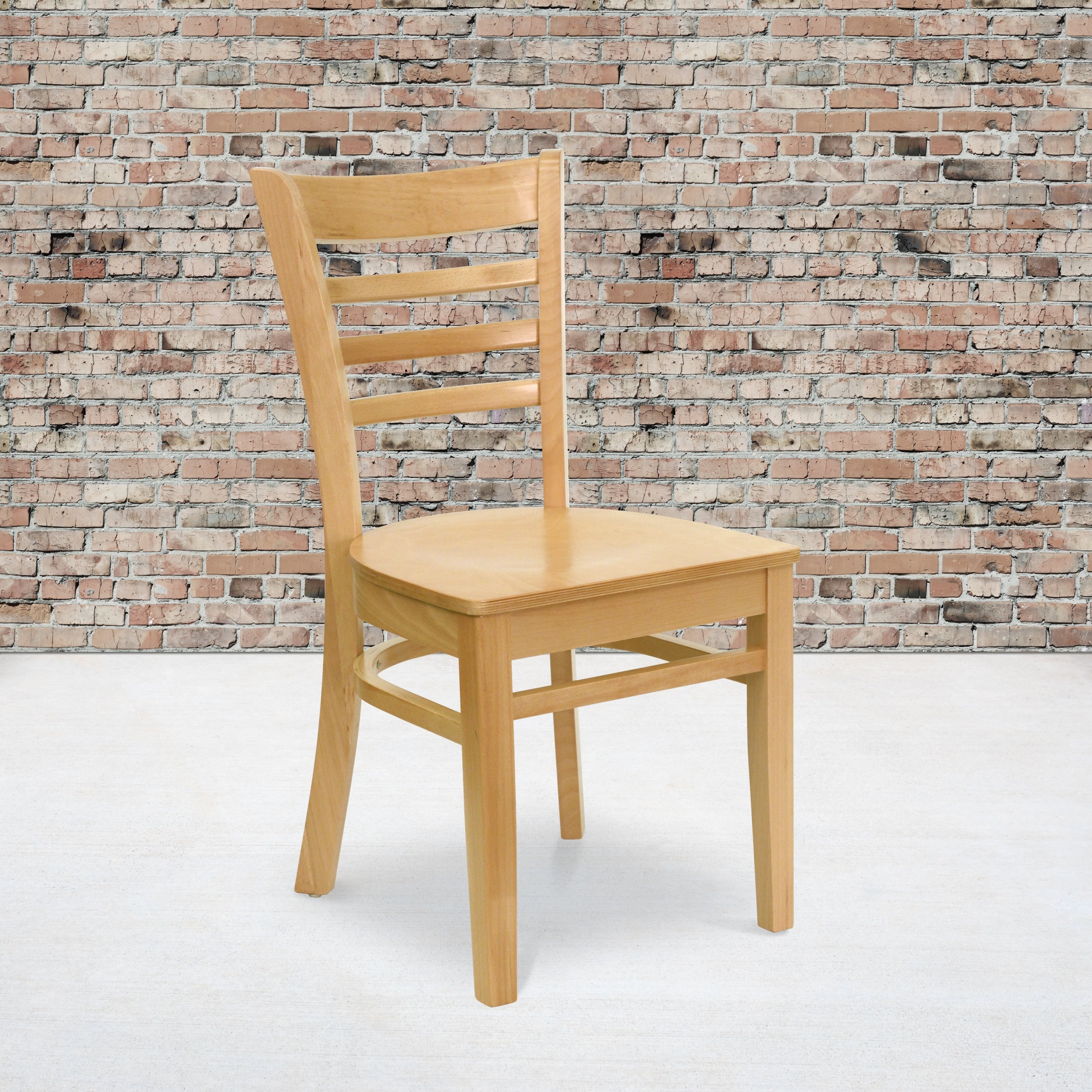 Ladder Back Wooden Restaurant Chair 17.25 W X 20 D X 33.75 H