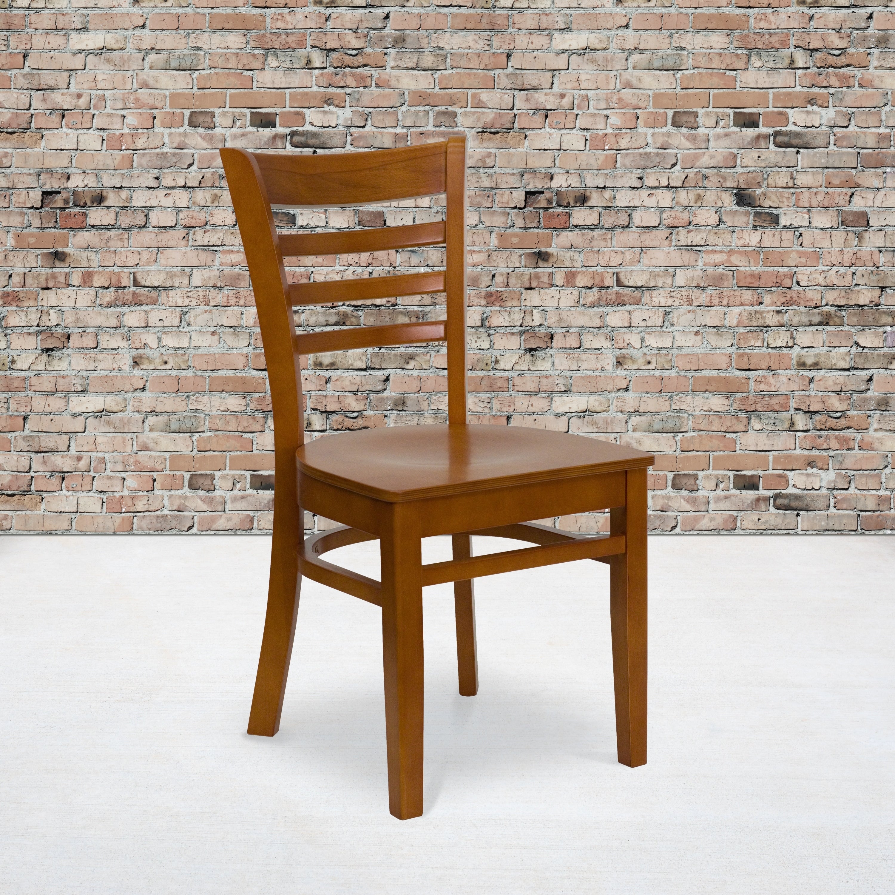 Ladder Back Wooden Restaurant Chair 17.25 W X 20 D X 33.75 H