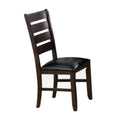 Ladder Back Wooden Side Chair With Leatherette Seat Set Of 2 Black And Brown