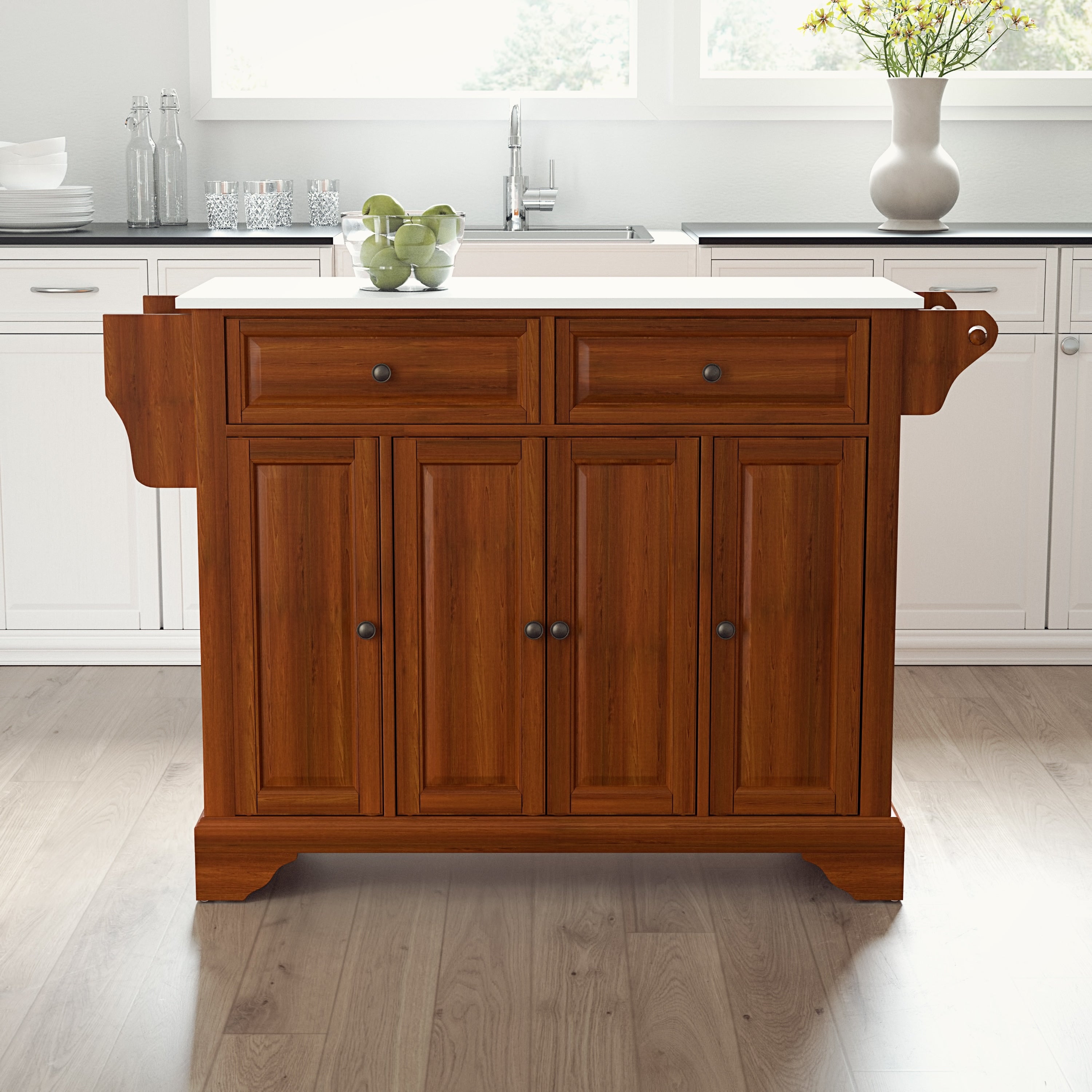 Lafayette Granite Top Full Size Kitchen Island Cart 51.5 W X 18 D X 36 H