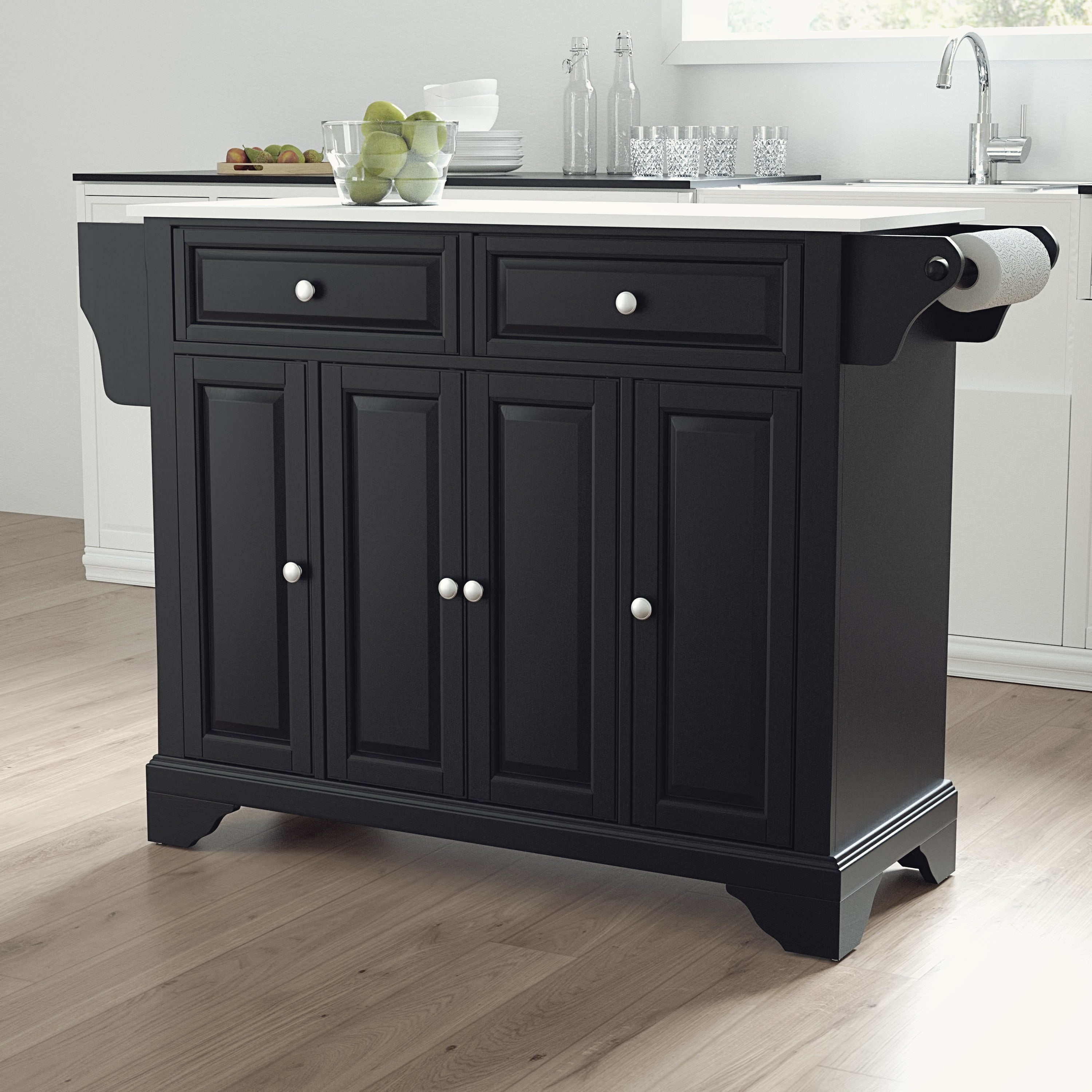 Lafayette Granite Top Full Size Kitchen Island Cart 51.5 W X 18 D X 36 H