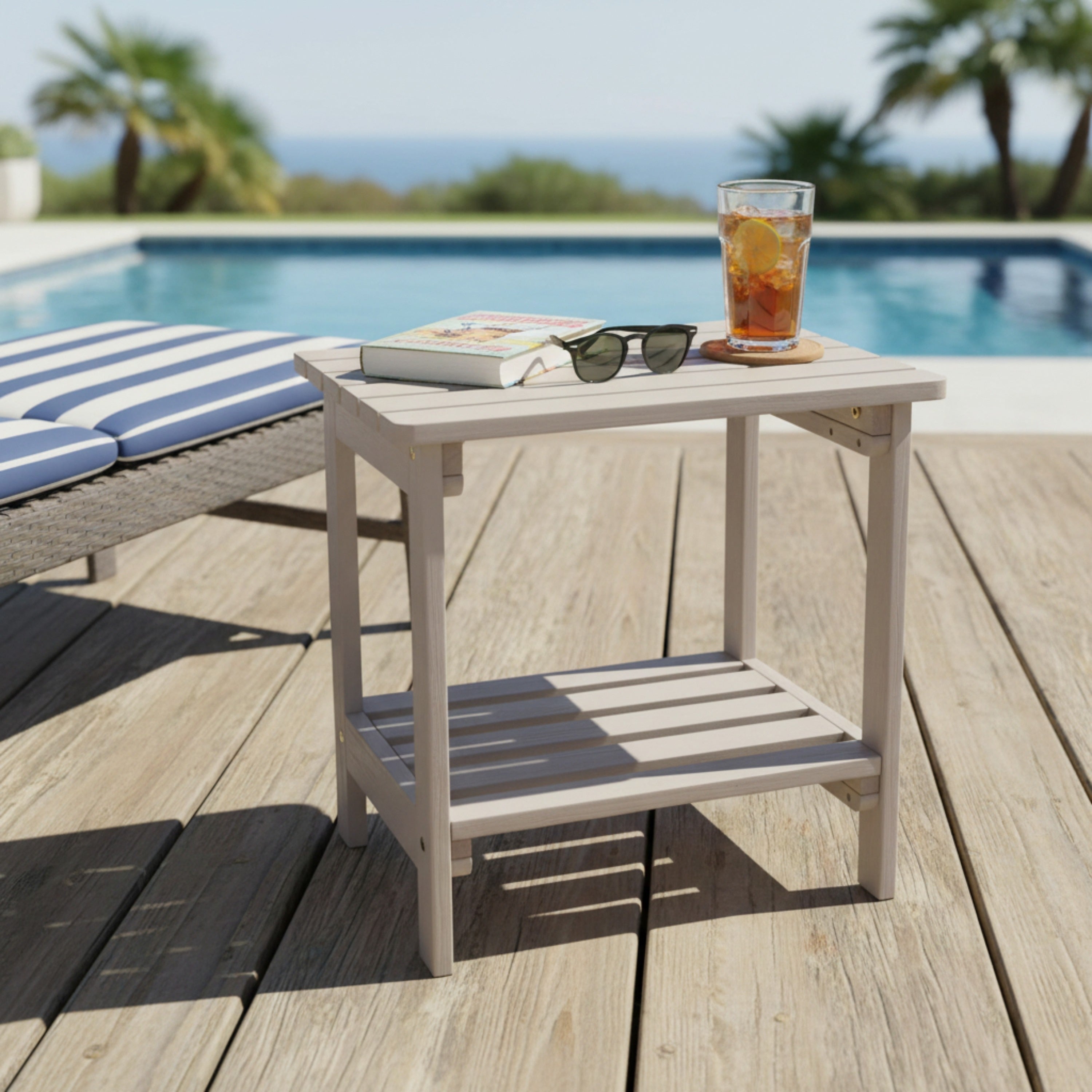 24 Inch Rectangular Side Table With Hydro Tex Finish