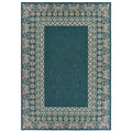 Laguna Bordered Traditional Blue Grey Indoor Outdoor Area Rug