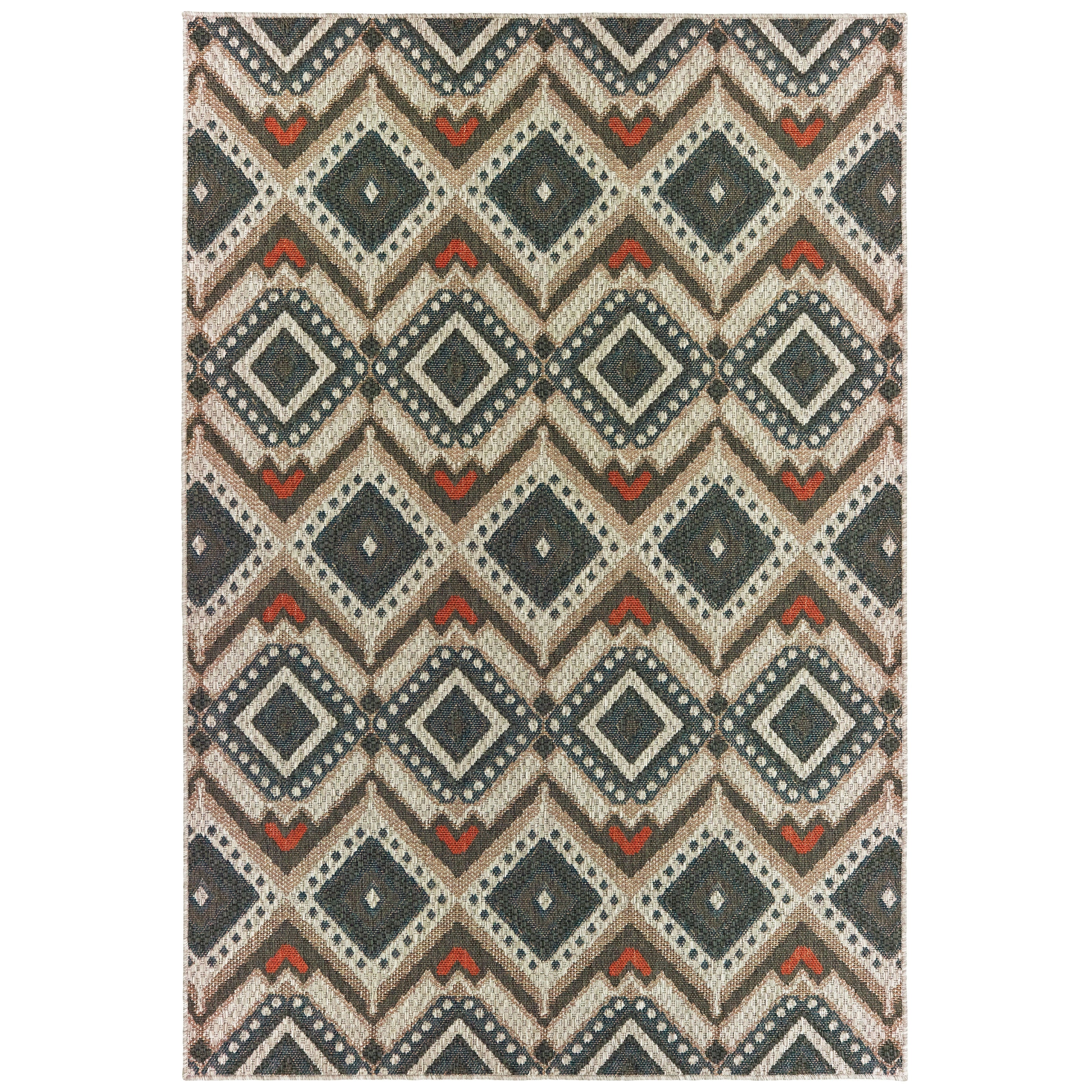 Laguna Tribal Vibes Grey Orange Indoor Outdoor Area Rug