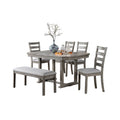 Lais 6Pc Dining Table Set With Bench 4 Ladderback Chairs Rustic Gray