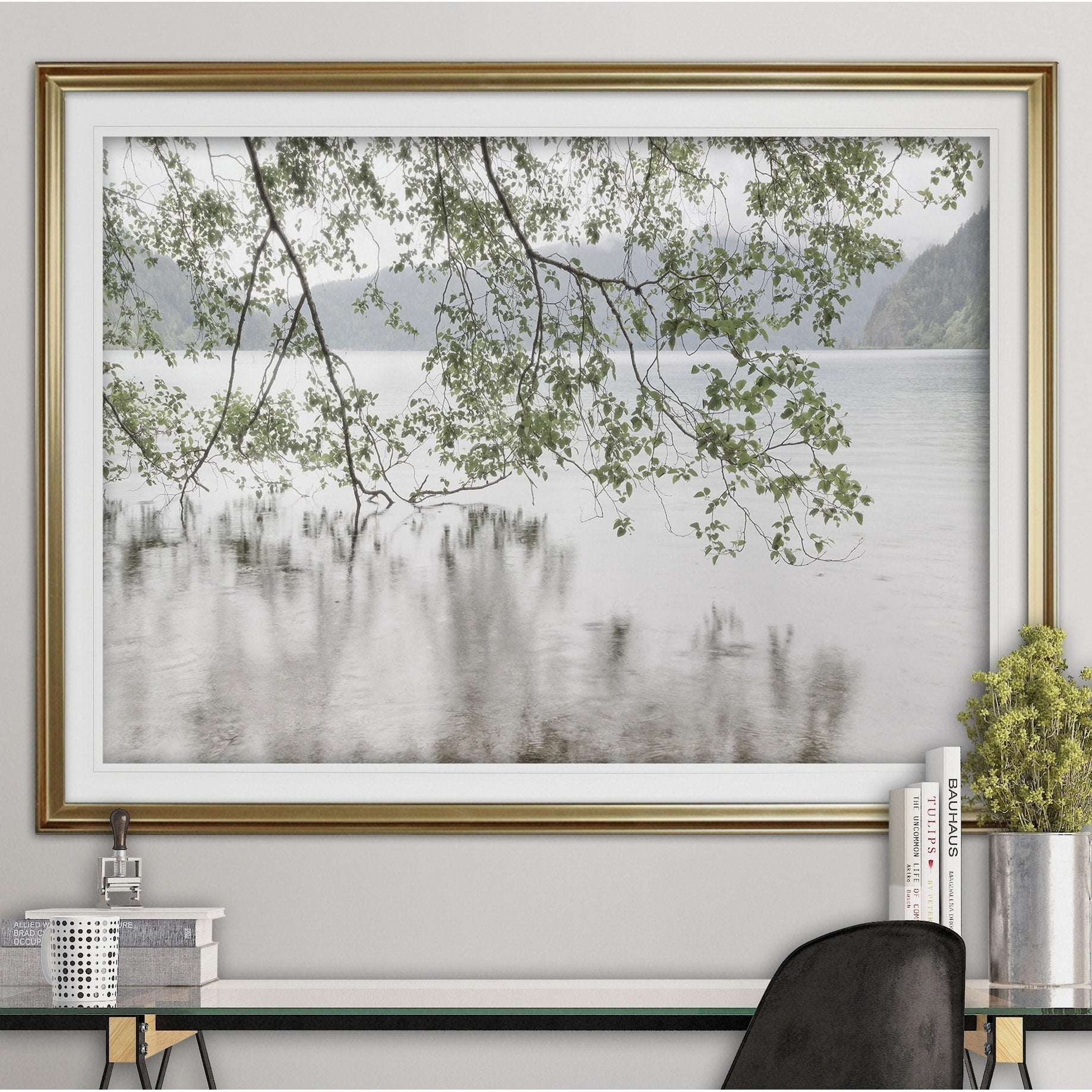 Lake Crescent Rainy Day Premium Framed Print