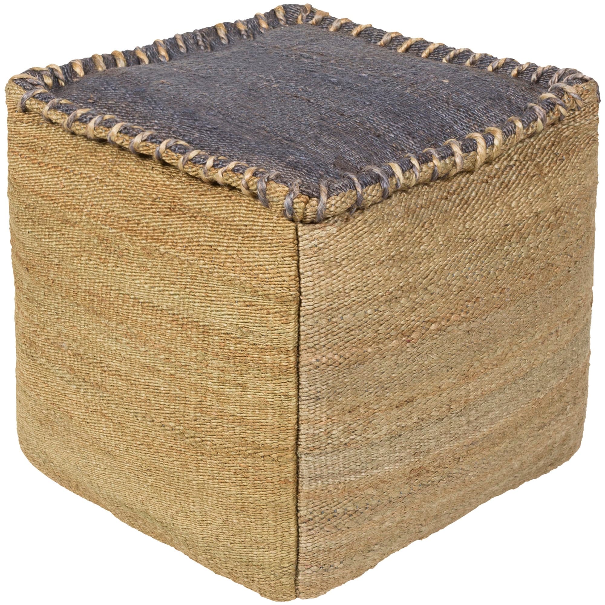 Lami Square Jute 18 Inch Pouf