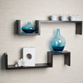 Danya B Espresso Laminated S Shape Wall Mount Shelves Set Of 2