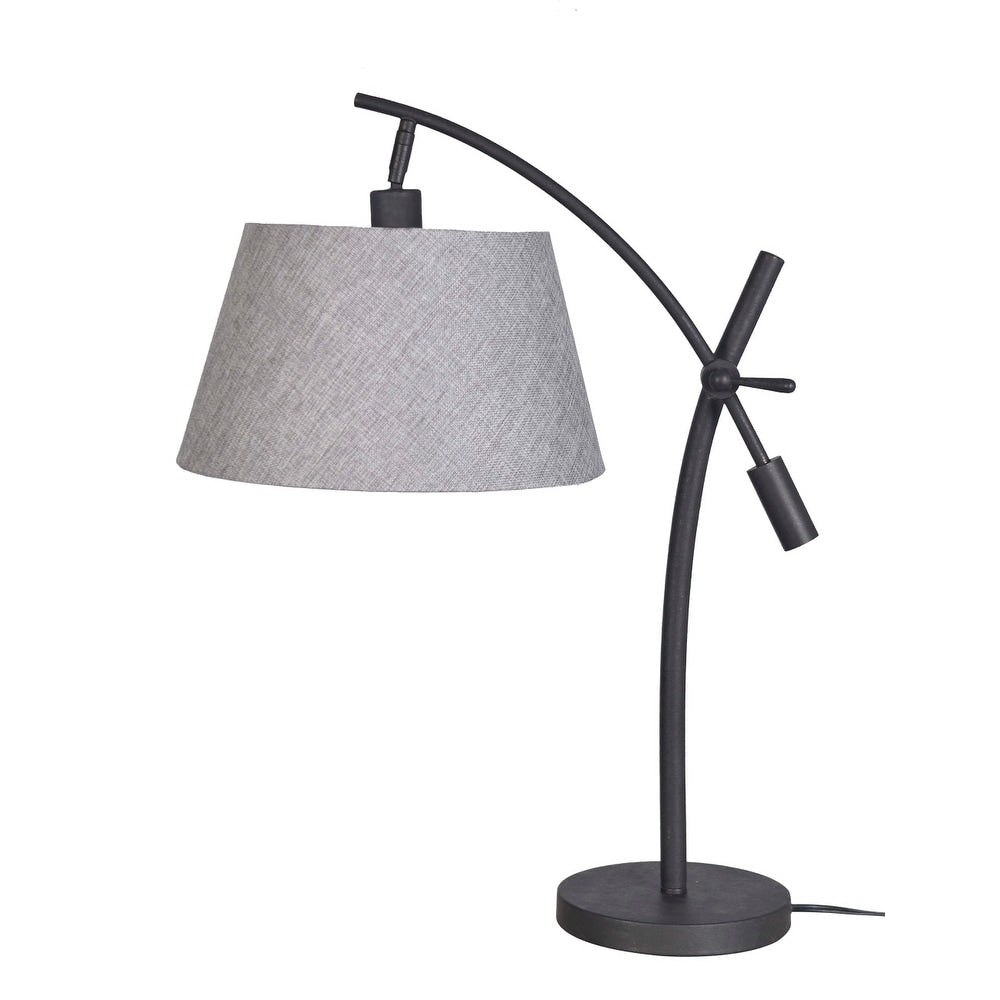 Lamps Per Se 28.5 Inch Matte Black Table Lamp With Grey Shade