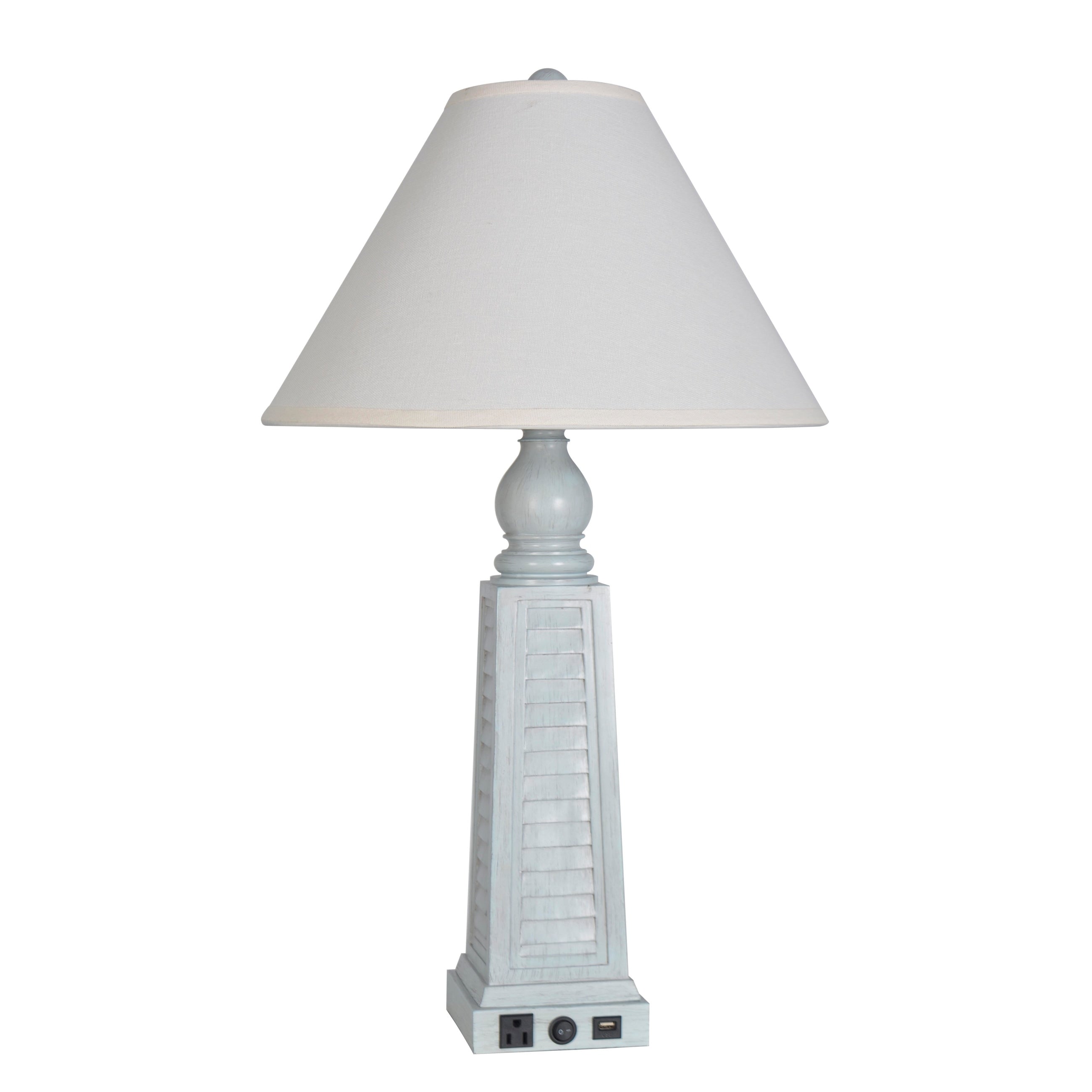 Lamps Per Se 30 Inch Sea Blue Shutter Usb Table Lamp Set Of 2