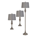 Lamps Per Se Brushed Steele Metal Lamp Set 3 Piece Set N A