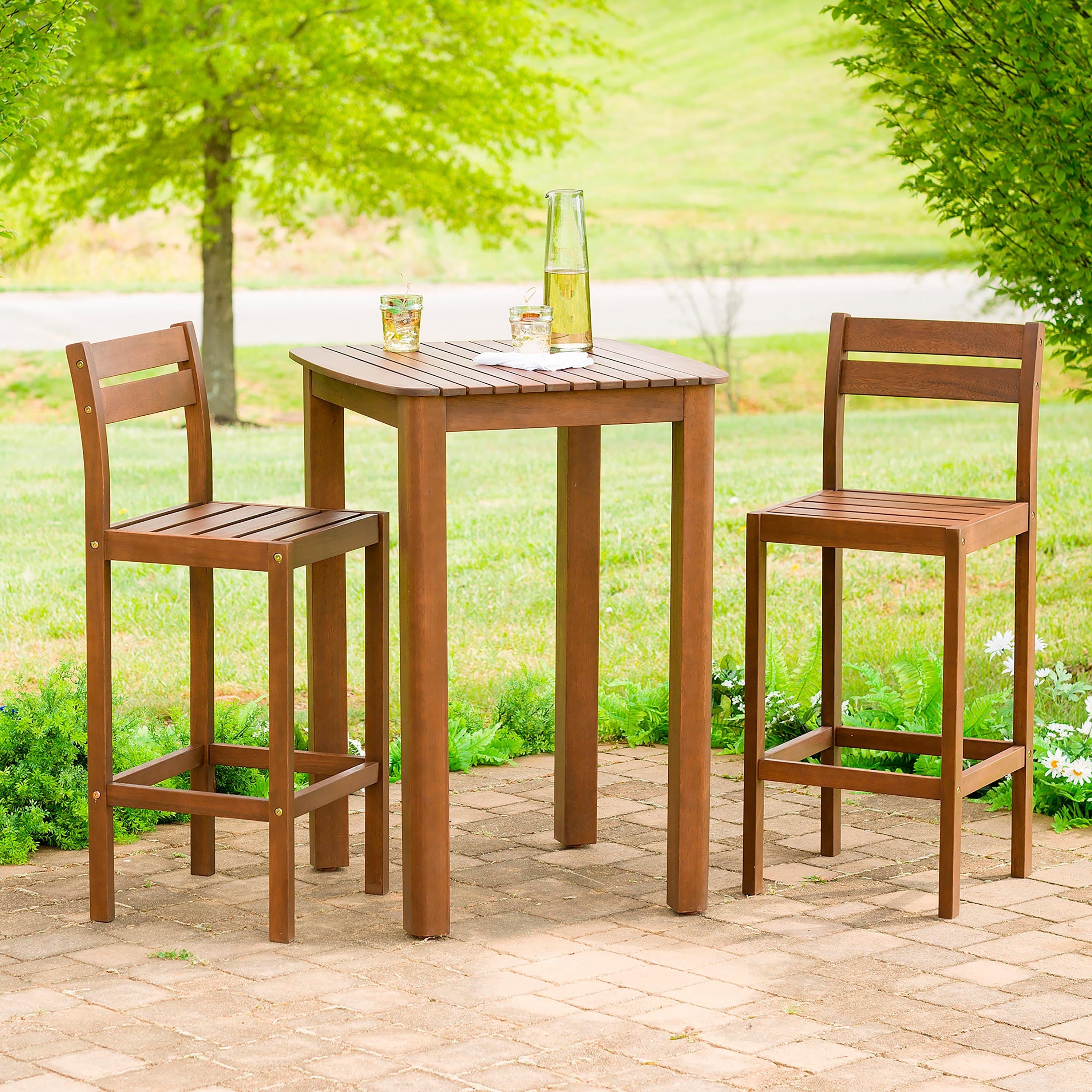 Lancaster Eucalyptus Wood Outdoor Bar Stools Set Of 2 45 X 19