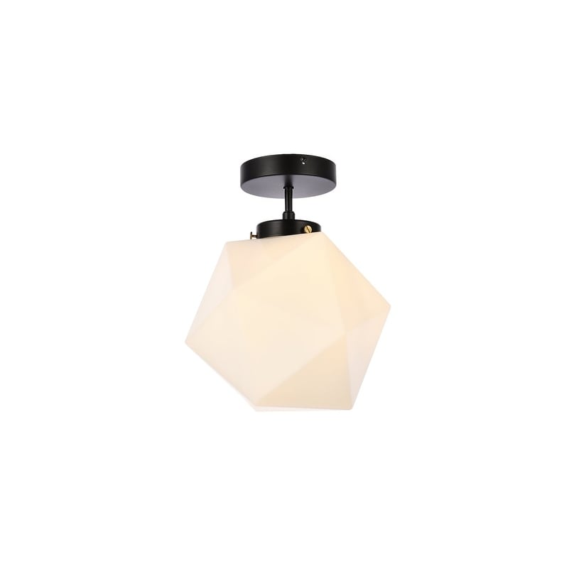 Lance 1 Light White Glass Flush Mount 9.8 Inch