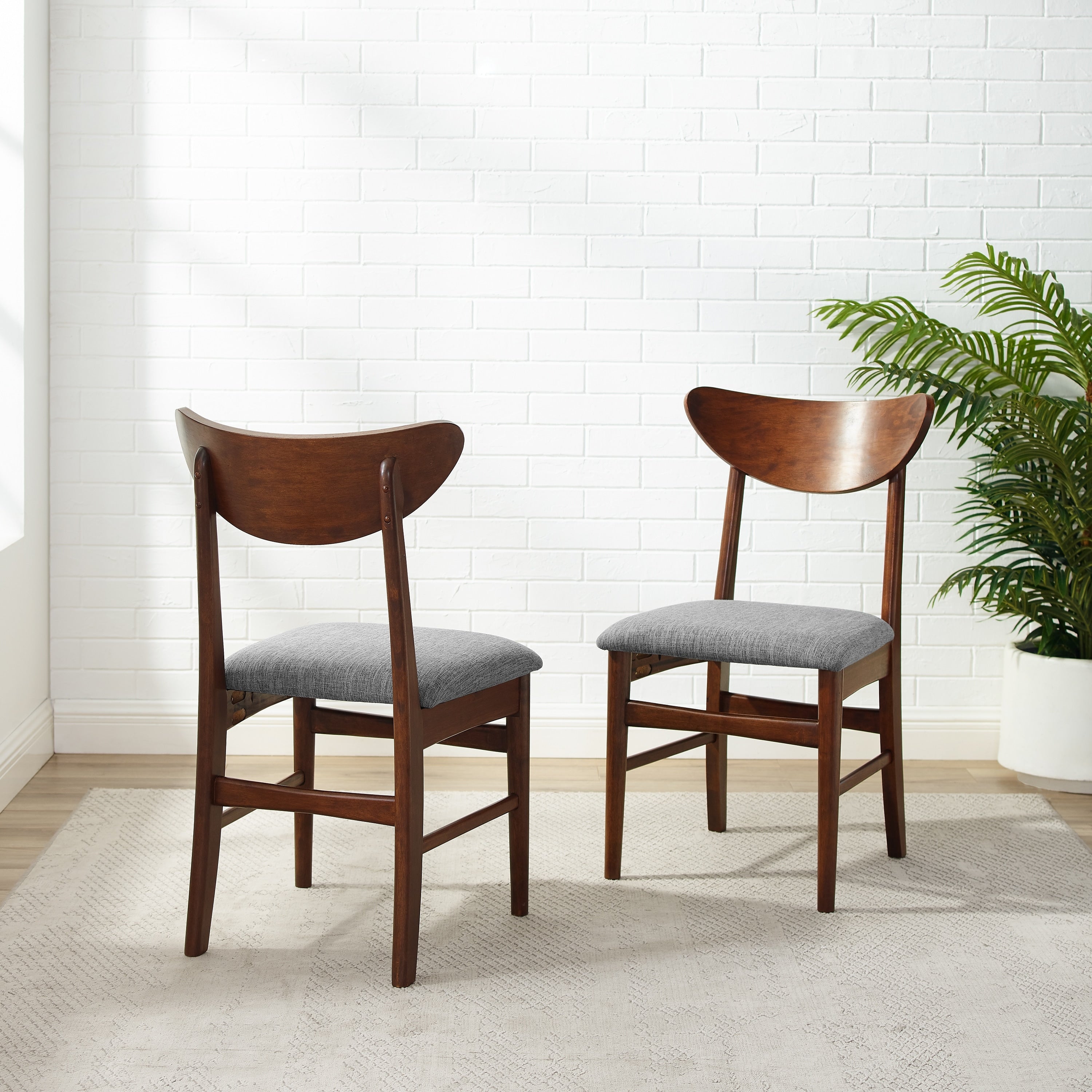 Landon 2Pc Wood Dining Chairs W Upholstered Seat 33.25 H X19.75 W X 19.75 D