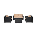 Havenside Home Deerfield 4 Piece Wicker Conversation Patio Seating Set With Cushions