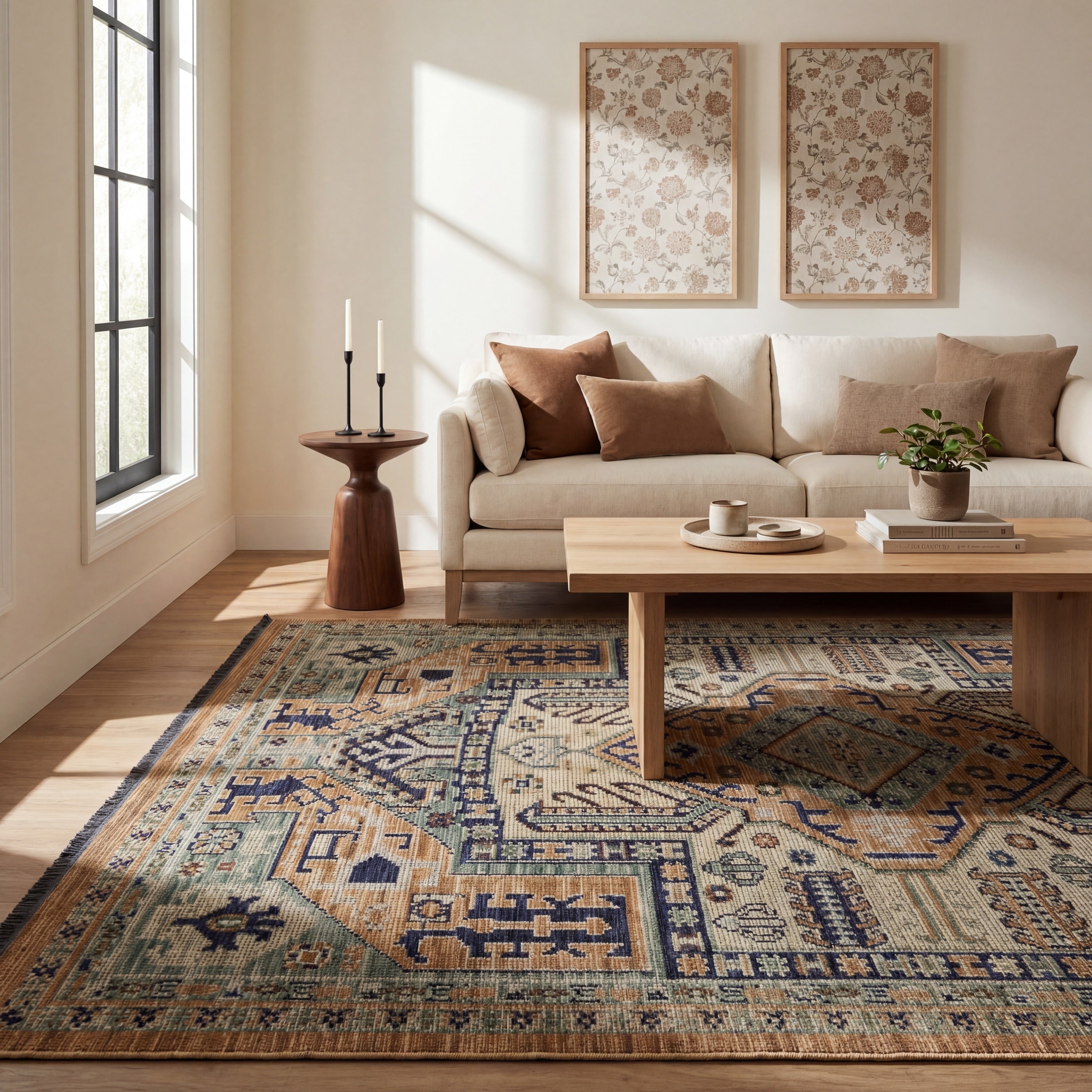 Landon Bohemian Medallion Wool Blend Area Rug