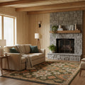 Landon Bohemian Tribal Medallion Green Terracotta Wool Blend Area Rug