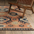 Landon Tribal Medallion Terracotta Blue Wool Blend Area Rug