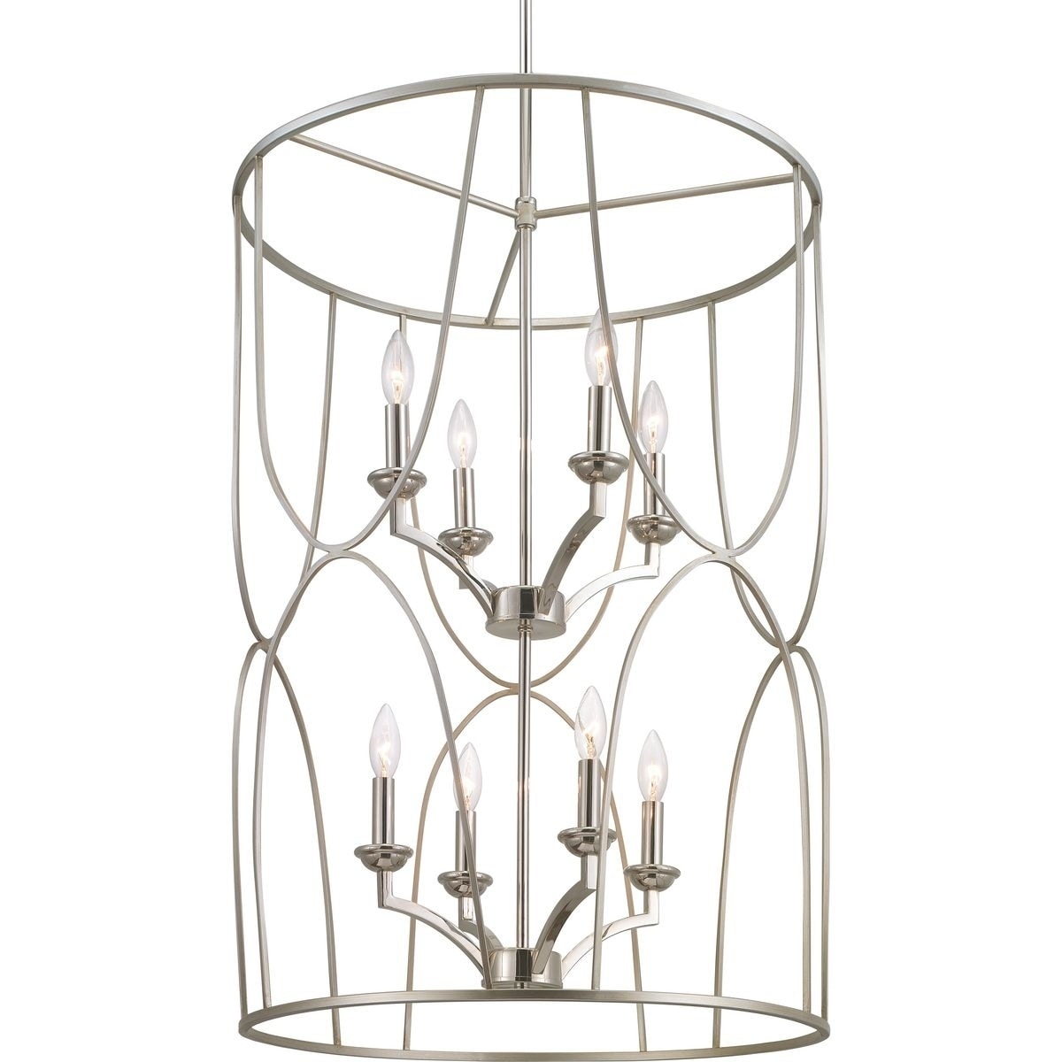Progress Lighting Landree Collection Silver Polished Nickel Steel 8 Light Foyer Pendant