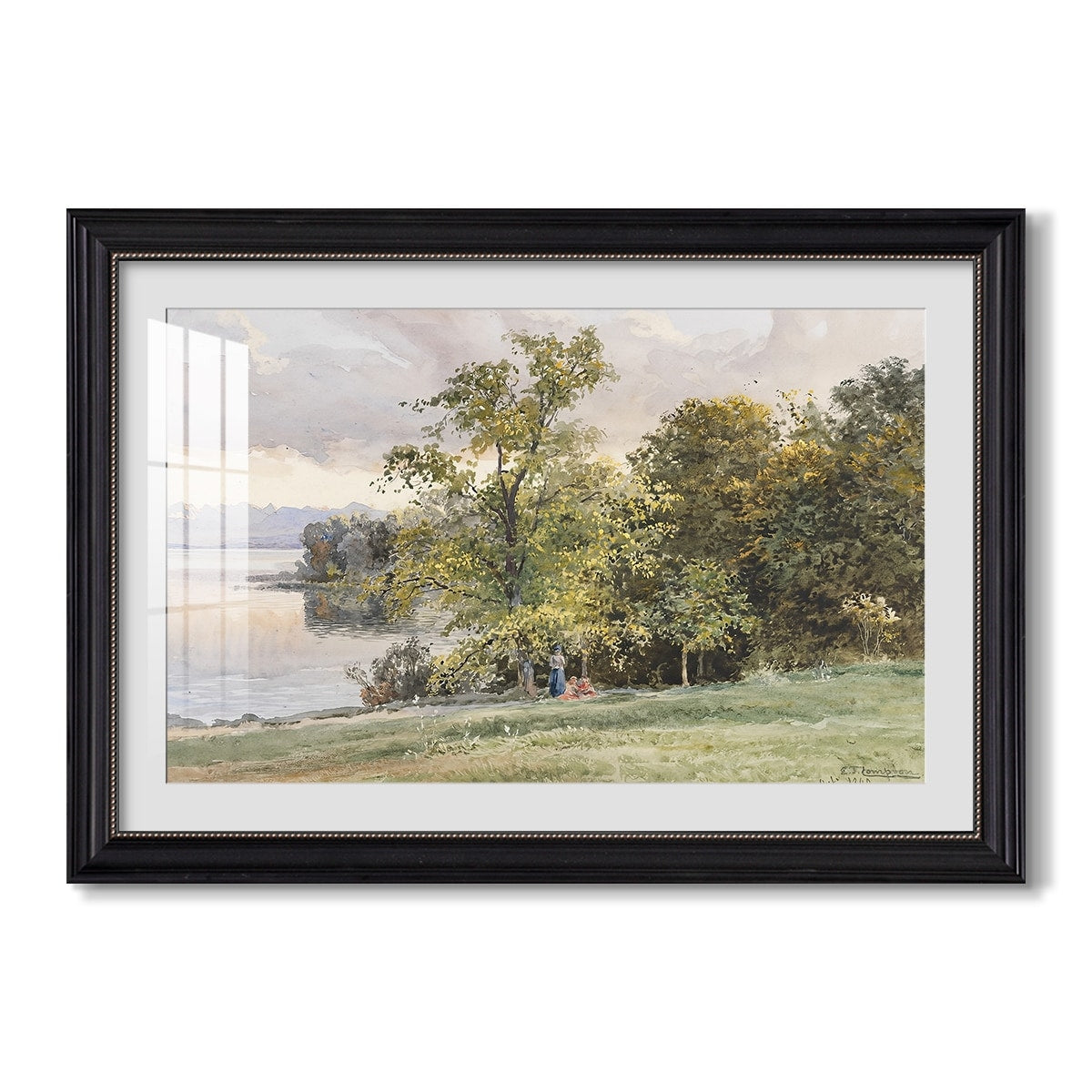 Landscape At Lake 1890 Edward Theodore Compton Custom Framed Print