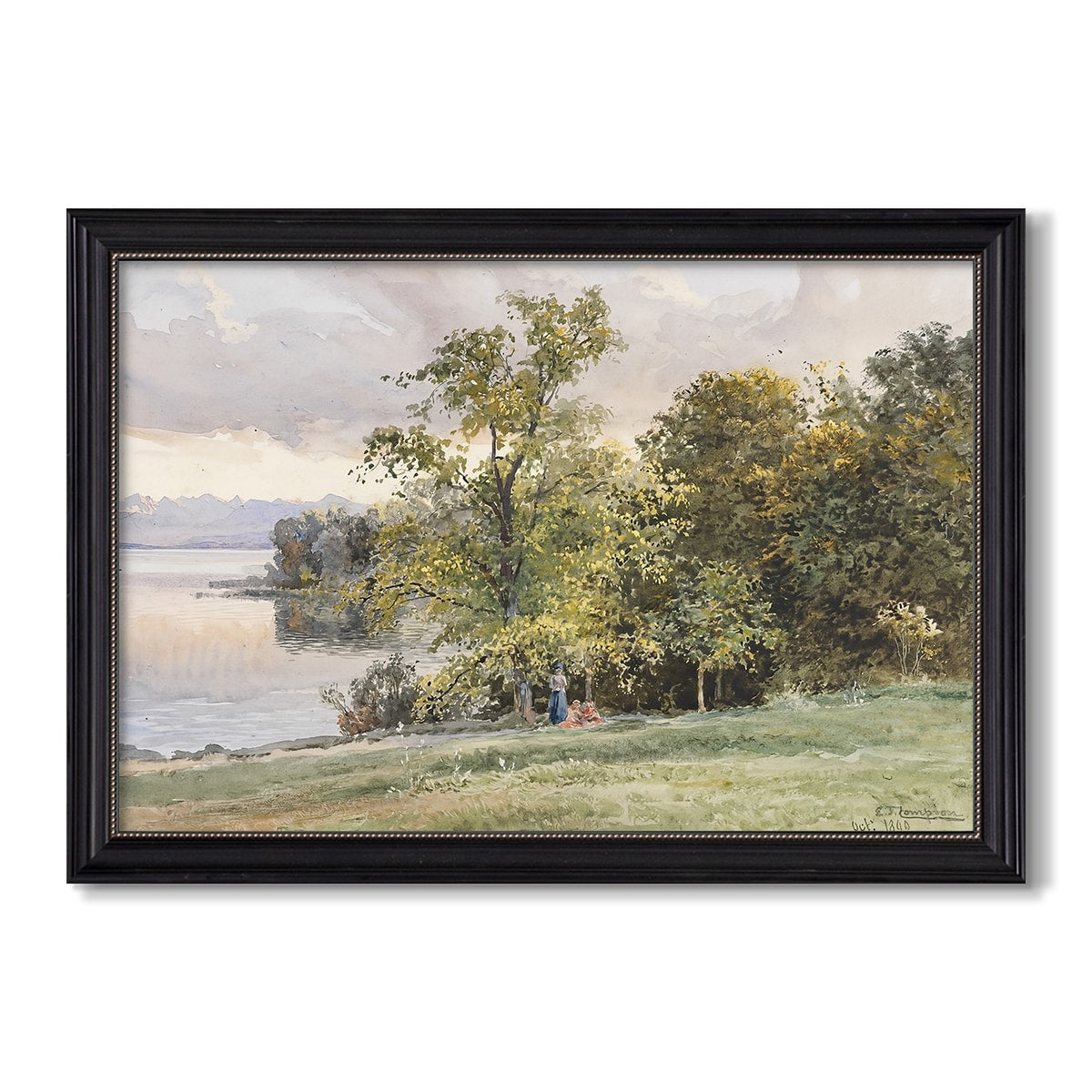 Landscape At Lake Starnberg 1890 Edward Theodore Compton Custom Framed Canvas