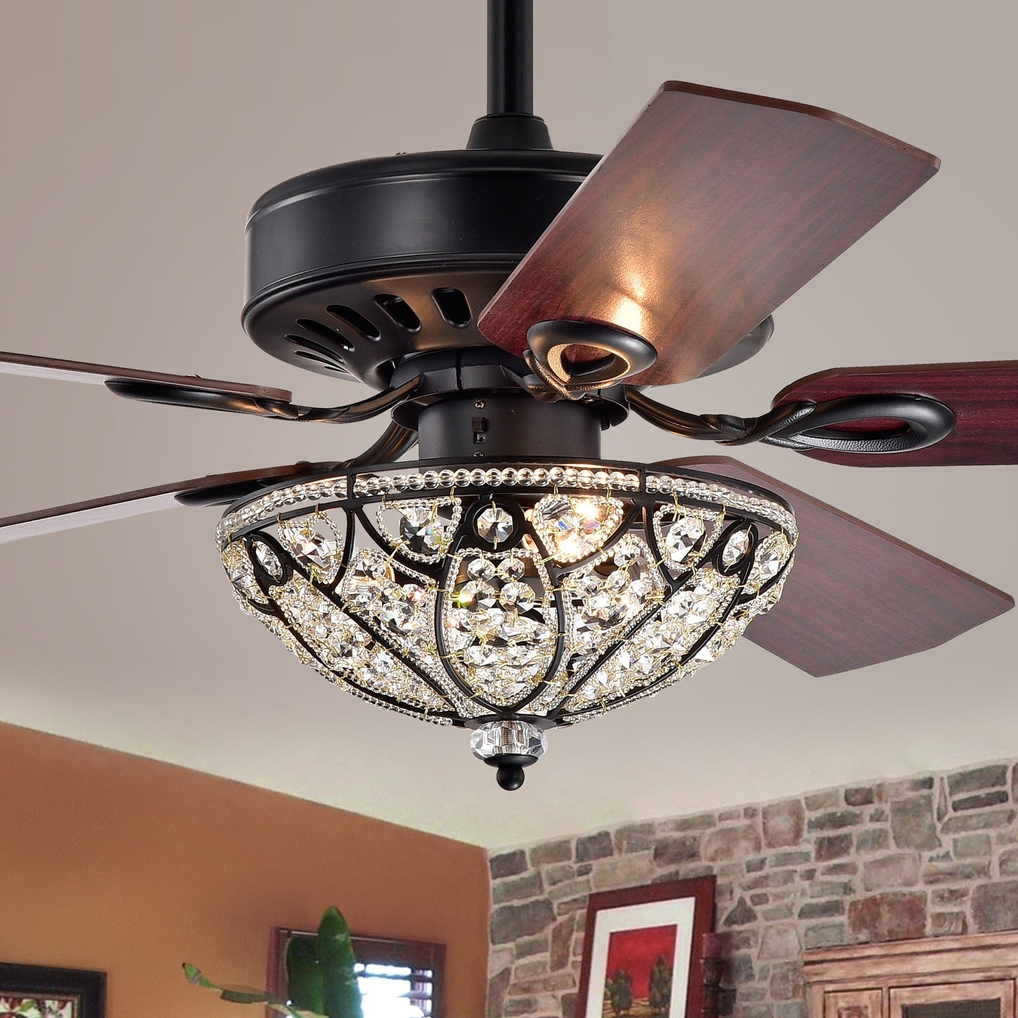 Lanette Matte Black 52 Inch 5 Blade Lighted Ceiling Fan Includes Remote