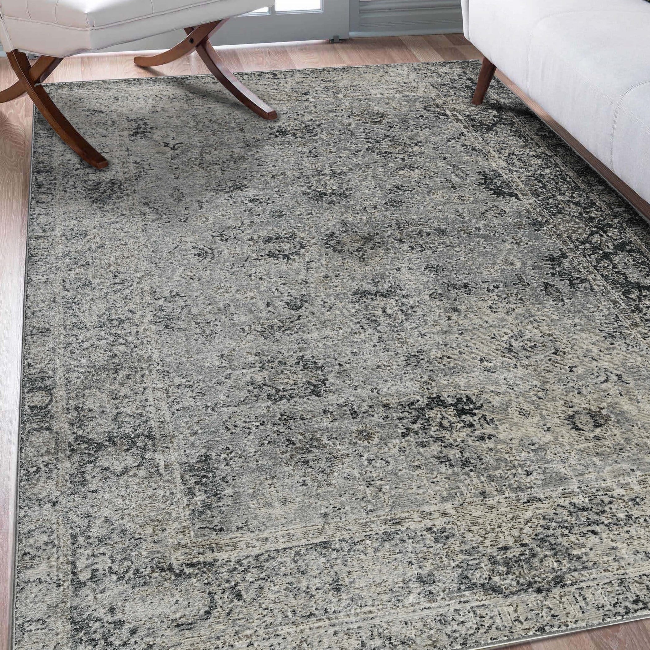 Lanfar Cream Vintage Bordered Area Rug
