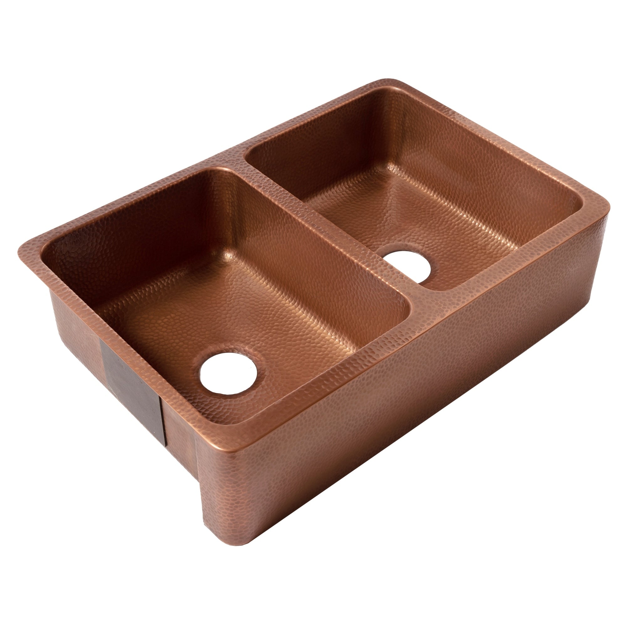 Copley Farmhouse Apron Front Handmade Copper 33 Inch Double Bowl Kitchen Sink In Antique Copper