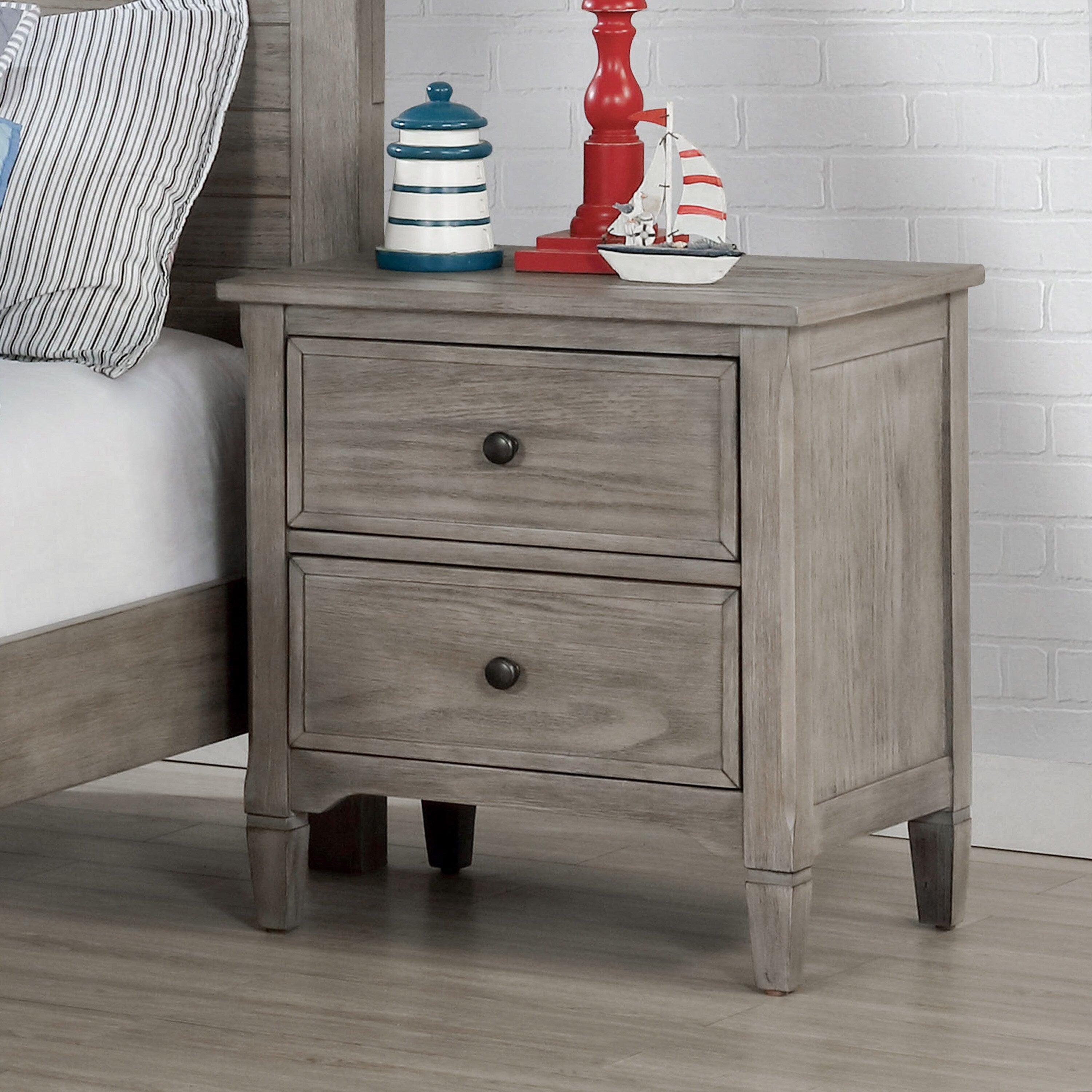 Furniture Of America Lanister Transitional Grey 2 Drawer Nightstand