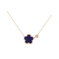 Lapis Diamond Flower Pendant 14K Rose Gold