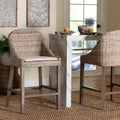 Lara Kubu Rattan Counter Stool With Cushion Handwoven Wicker Accent Stool With Wingback Design For Kitchen Island