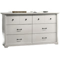 Lara Wide Dresser 6 Drawer With Black Handles White Lamination
