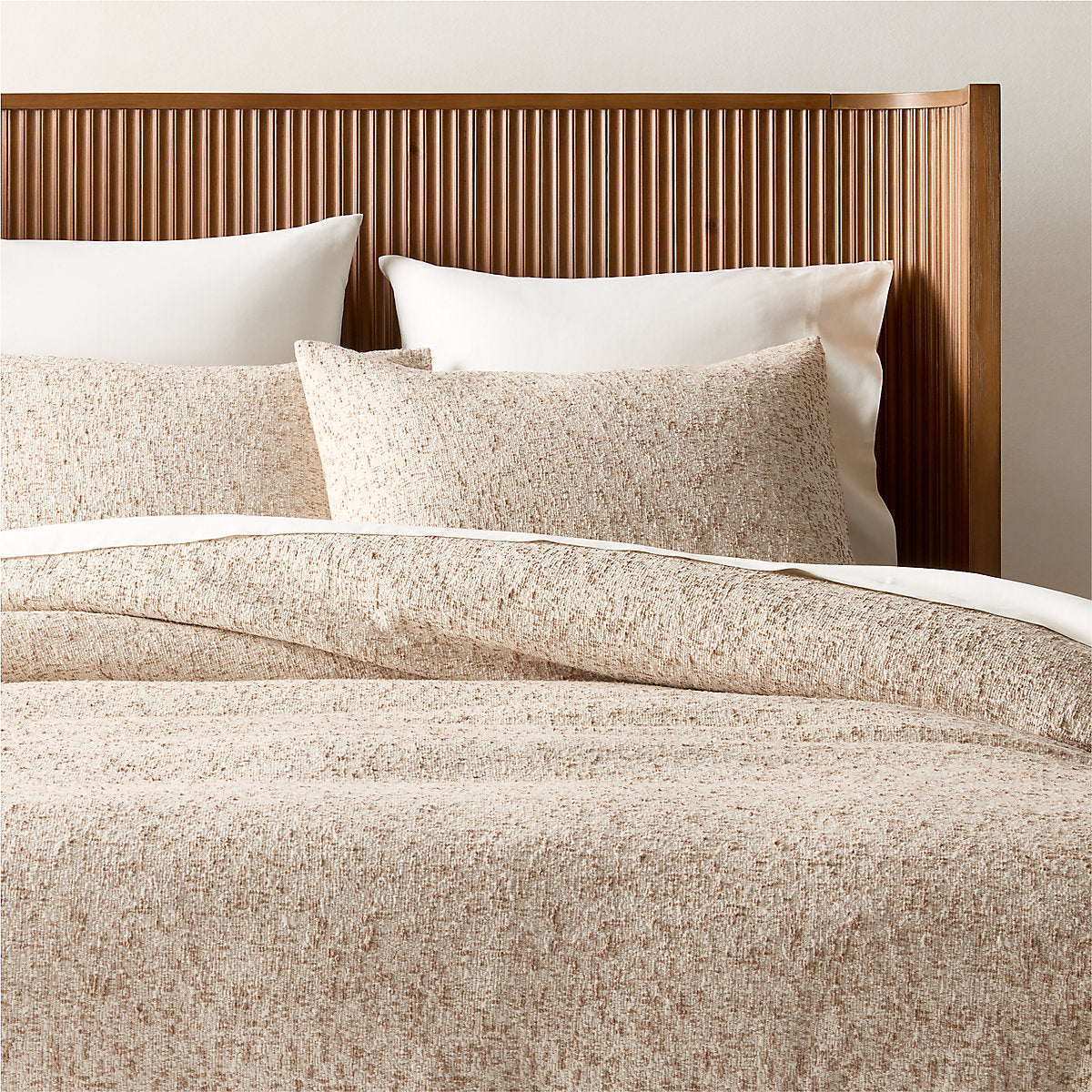 Lara Organic Cotton Light Brown Boucle Standard Pillow Shams Set of 2