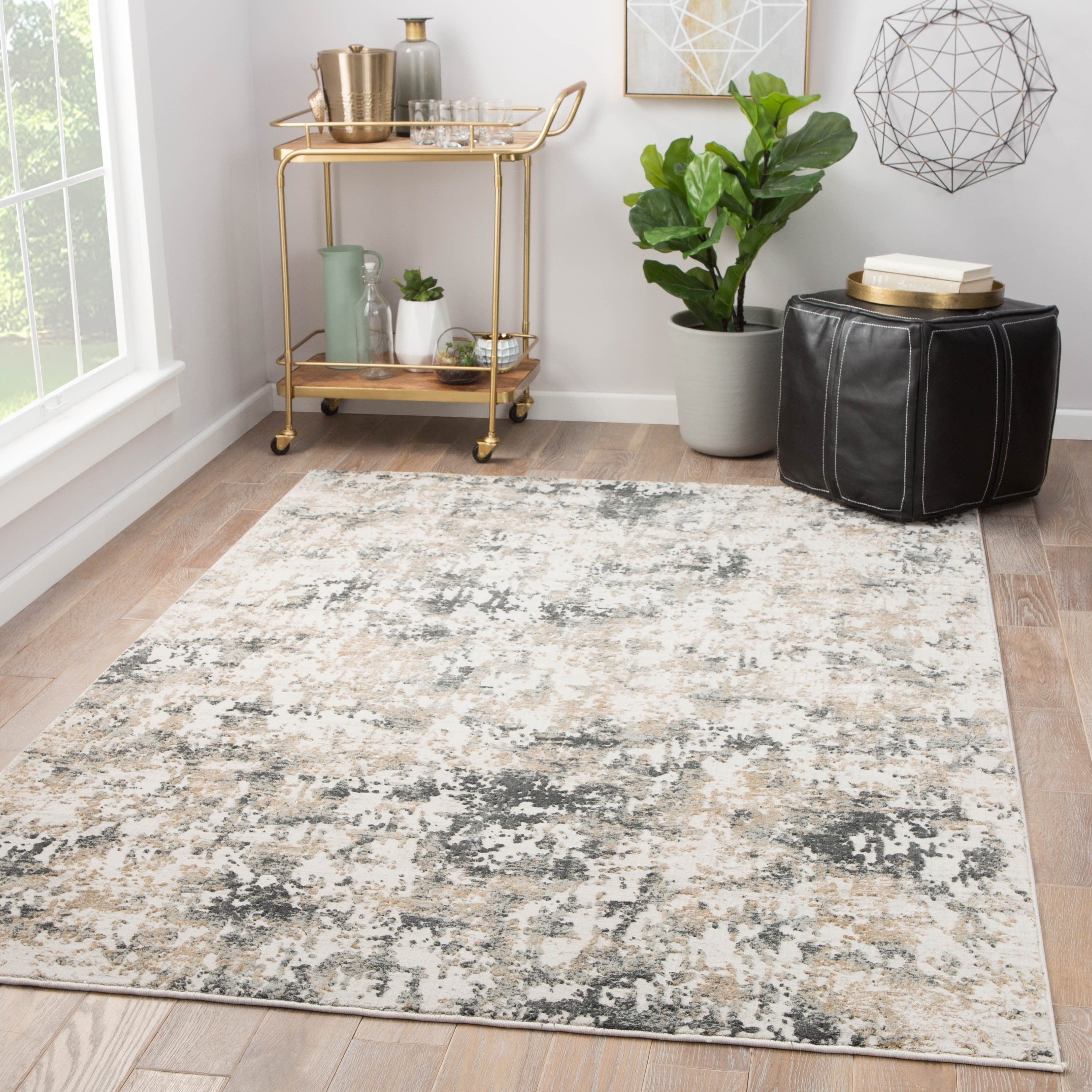 Juniper Home Laramie Silver White Abstract Runner Rug 6 X 4
