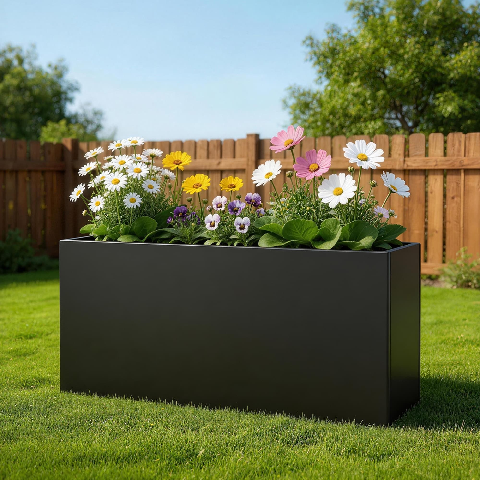 Large 33 Inch Rectangular Outdoor Patio Metal Planter Box