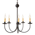 Large 5 Arm Primitive Chandelier In Textured Black