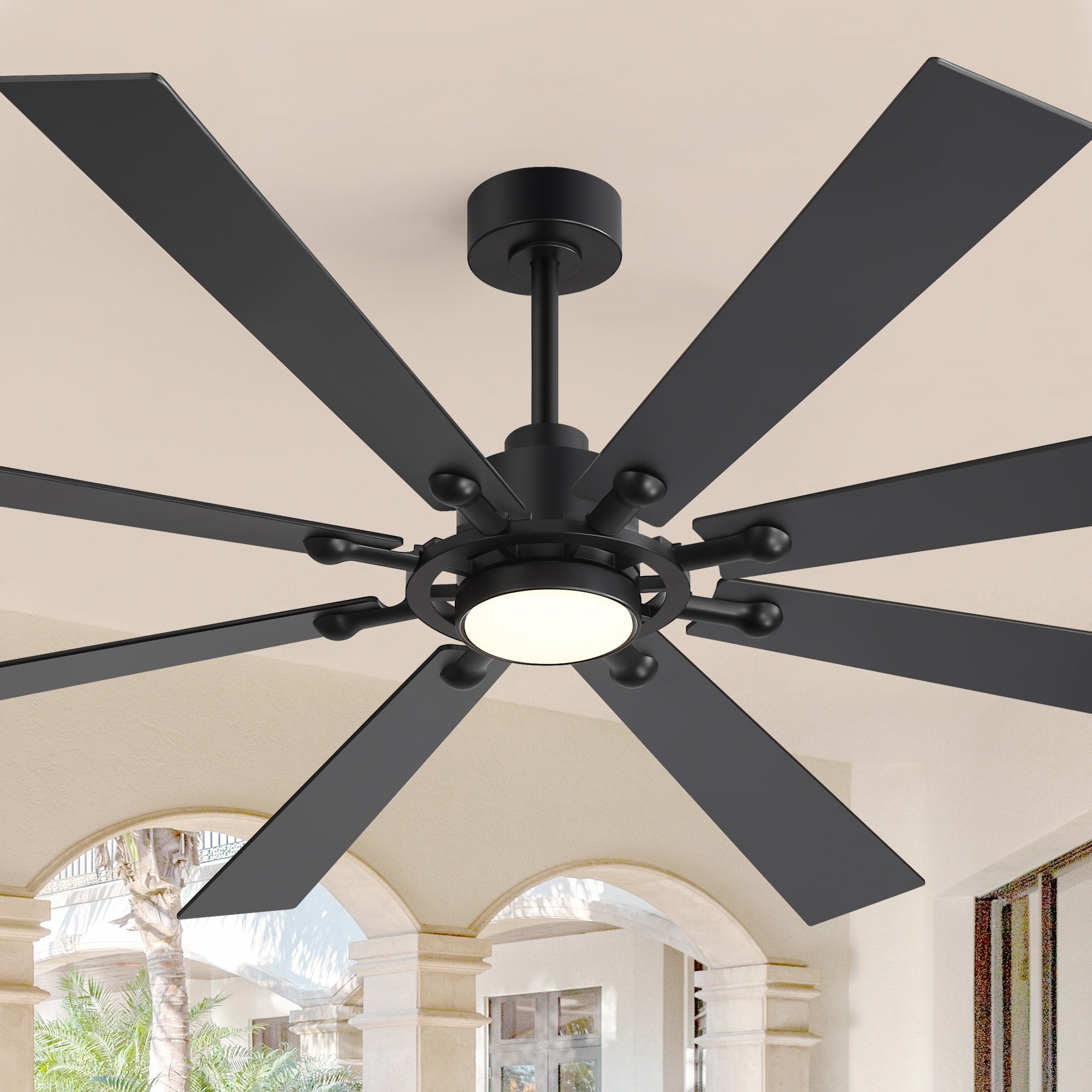 Large 72 Reversible 8 Blade Integrated Ceiling Fan With Led Light And Remote