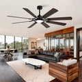 Large Ceiling Fan With Light Modern 72 Inch 8 Blade Outdoor Ceiling Fan With Remote Control Black Dark Walnut