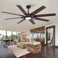 Large Ceiling Fan With Light Modern 72 Inch 8 Blade Dual Finish Outdoor Ceiling Fan With Remote Control Black Dark Walnut