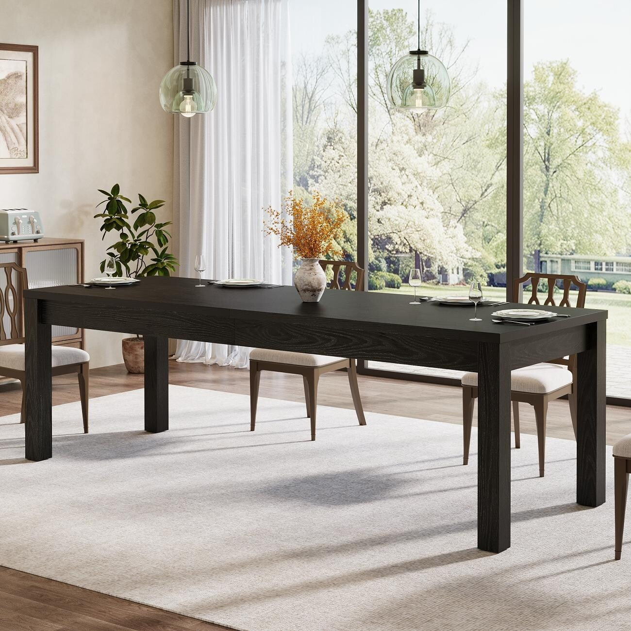 Large Dining Table For 6 8 10 78.7 Solid Wood Rustic Kitchen Table