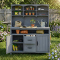 Large Fir Wood Potting Bench 45.3 Inch Outdoor Kitchen Island With Storage