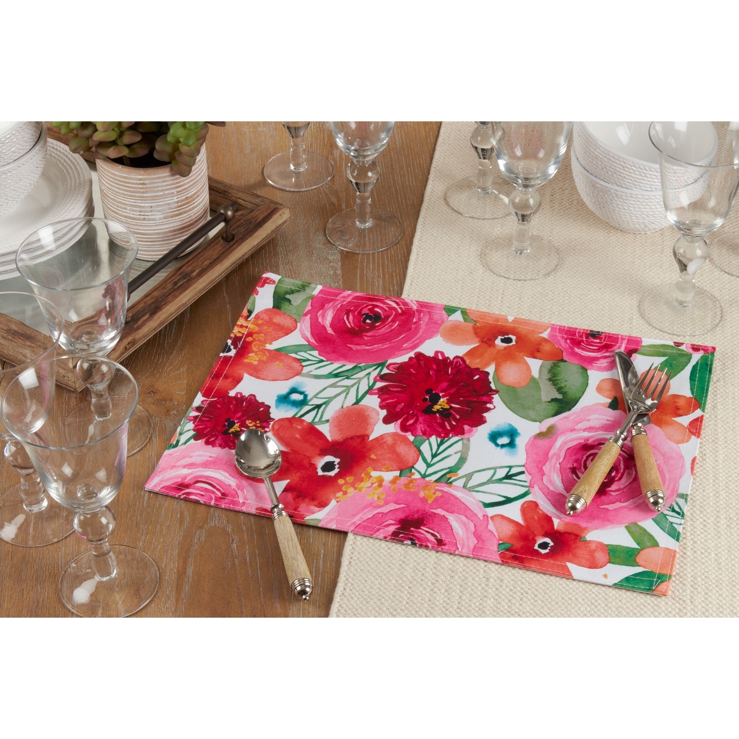 Large Floral Table Mats Set Of 4