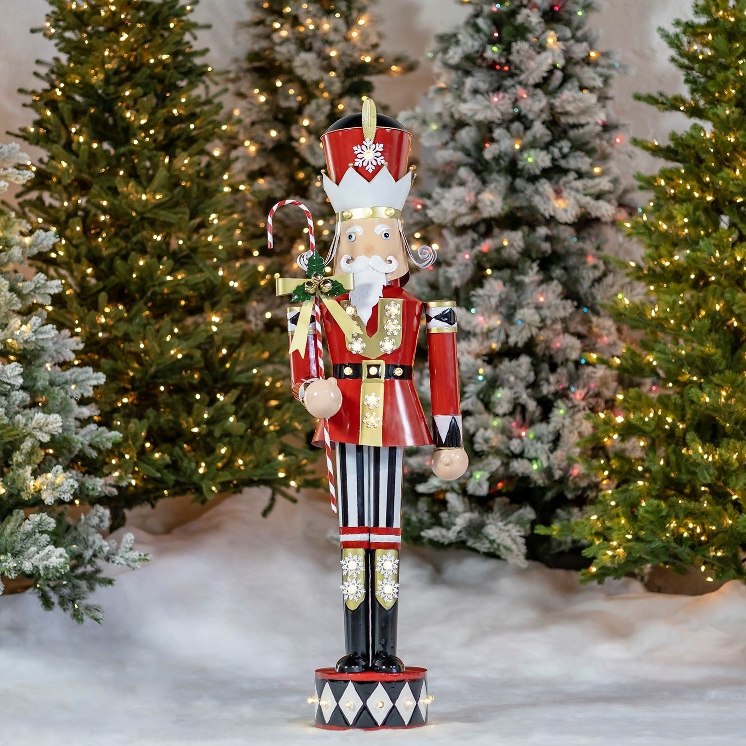 Large Iron Christmas Nutcracker Harry With Candy Cane Led Lights