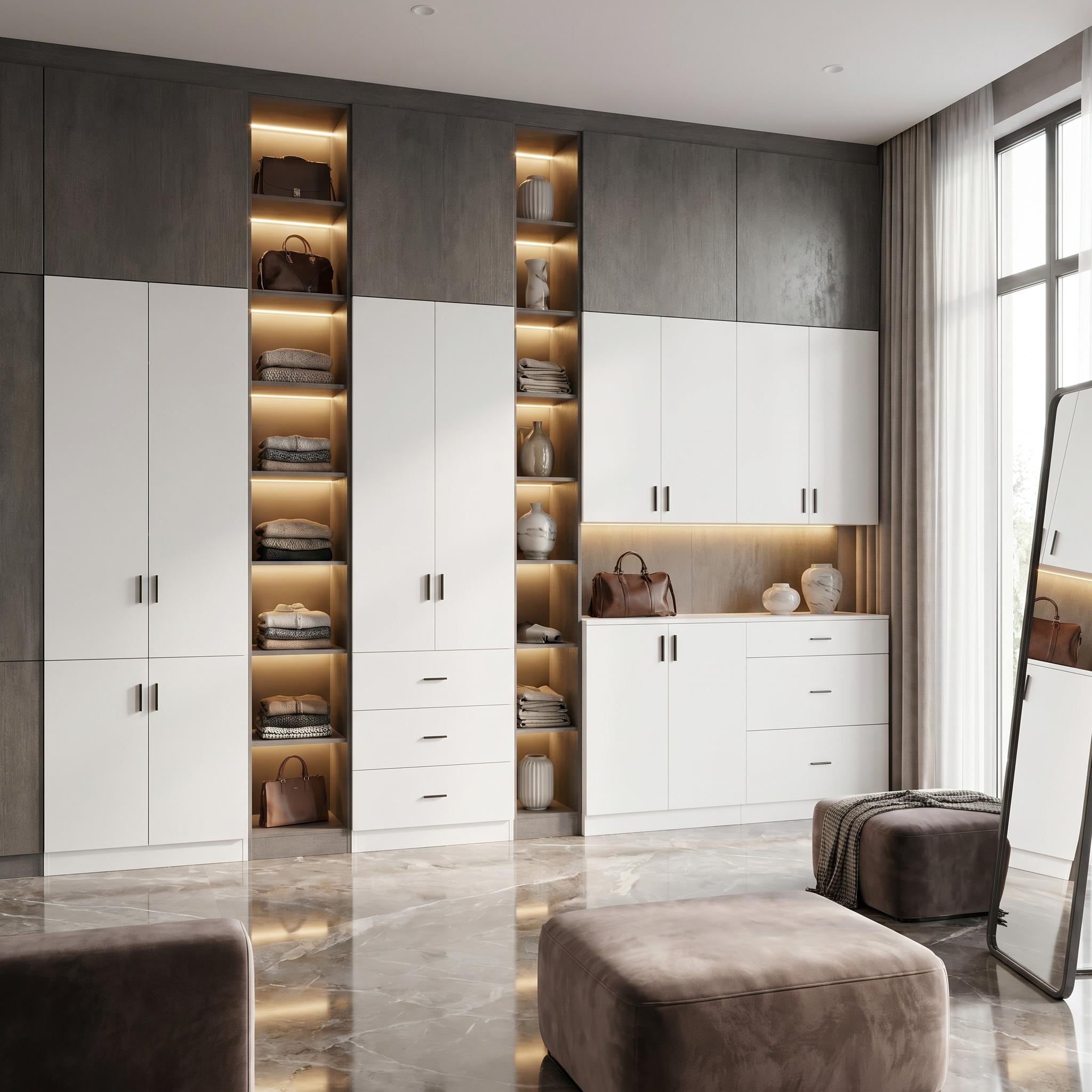 Large Modular Bookshelves Tall White Display Cabinet For Garage Laundry Room Pantry Multi Functional Combination Cupboard