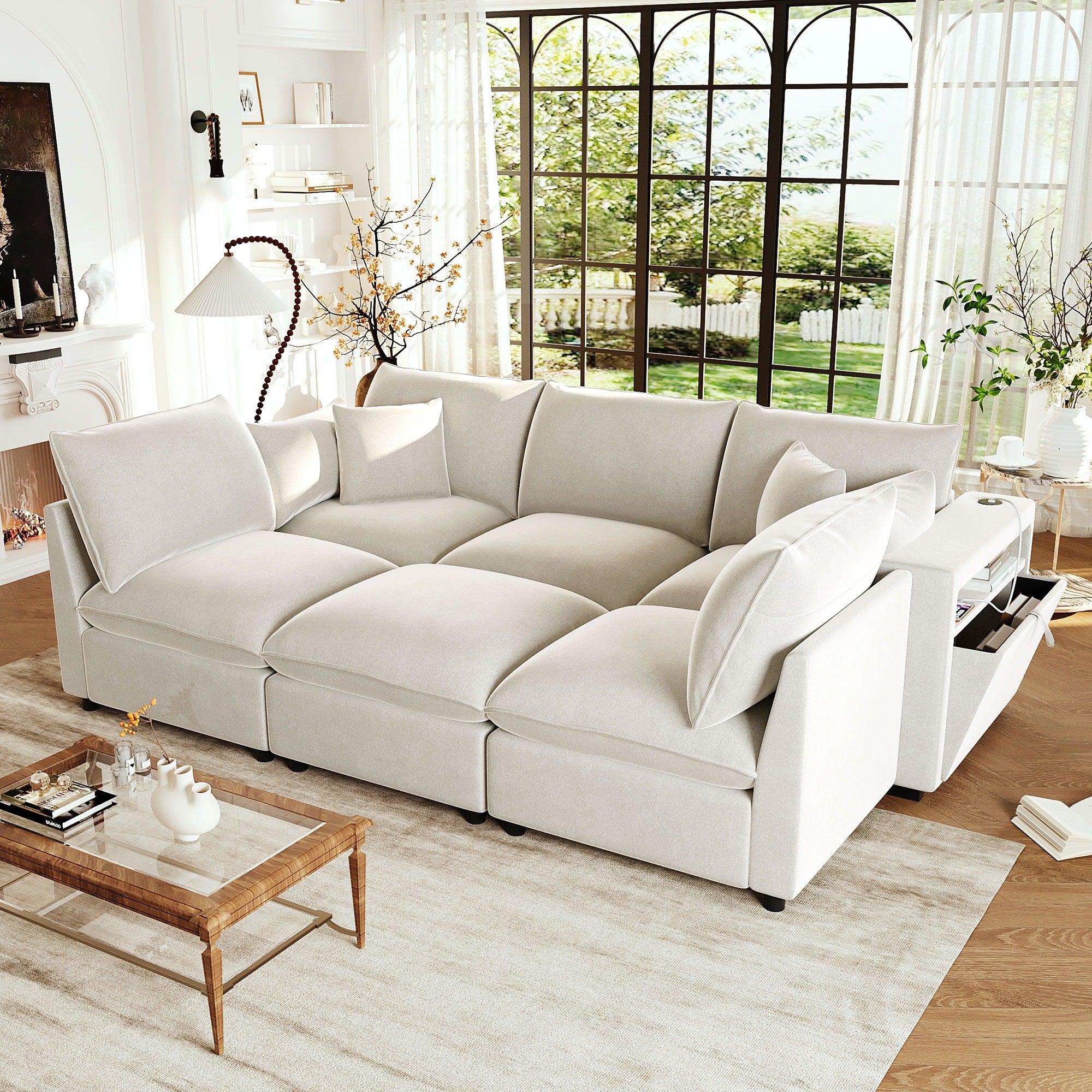 Large Modular Sectional Sofa For Living Room U Shaped L Shaped Sleeper Sofa Bed With Ottoman Usb Ports