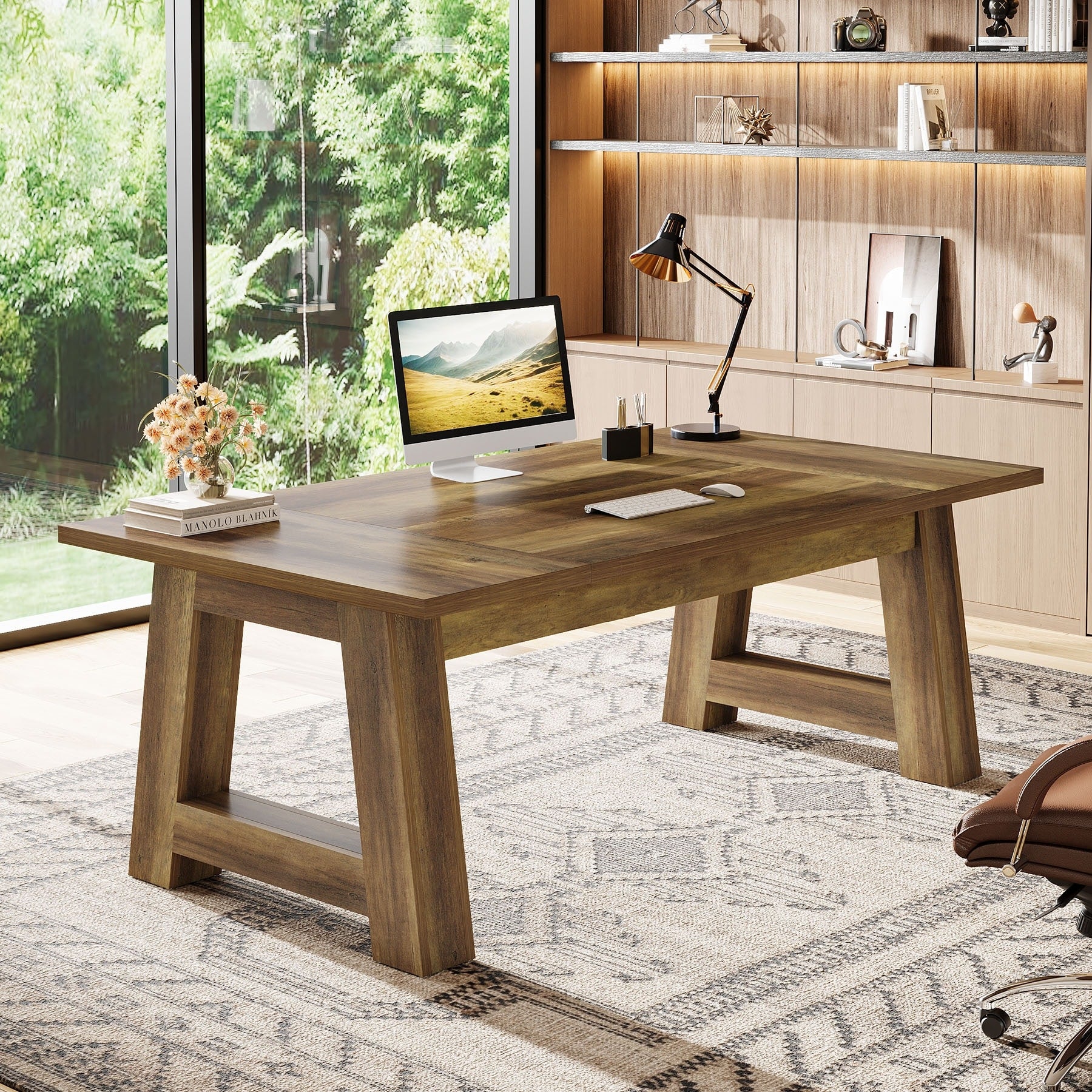 Large Office Computer Desk 70.8 Executive Desk Modern Workstation Writing Table