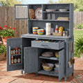 Large Outdoor Potting Bench With Solid Fir Wood Countertop And Spice Rack